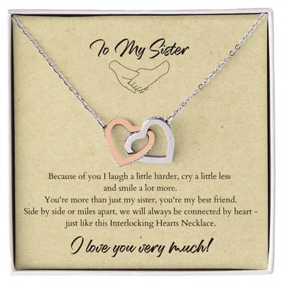 To My Sister Interlocking Hearts Necklace