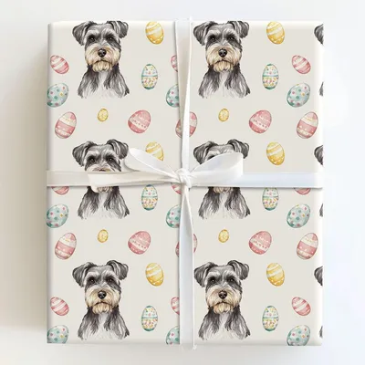 Easter Eggs with the Schnauzer - Gift Wrap for Christmas, Holidays Wrapping Paper, Christmas Wrapping Paper
