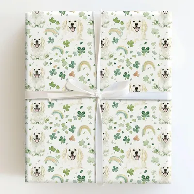 Rainbows with the White Goldens - Gift Wrap for Christmas, Holidays Wrapping Paper, Christmas Wrapping Paper