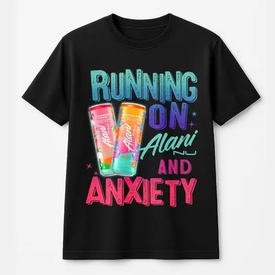 Running On Alani And Anxiety T-Shirt,Alani Nu T-Shirt,Mothers Day Gift,Graphic Round Neck T-Shirt,Daily Casual Womenswear