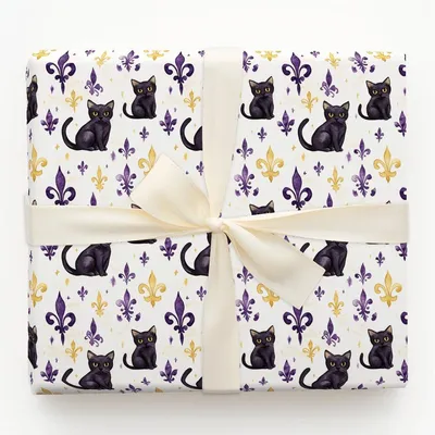 Crescent City Cat - Gift Wrap for Christmas, Holidays Wrapping Paper, Christmas Wrapping Paper