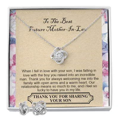 To The Best Future Mother-in-law - Thank You For Always Welcoming Me Into The Family With Open Arms And A Warm Heart - Love Knot Necklace, Anniversary Gift, Valentine's Day, Christmas Gifts, Birthday Gifts