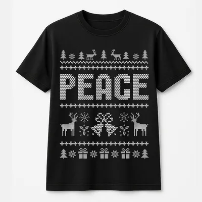Funny Ugly Christmas T-Shirt For Couples, Cute Matching Holiday Outfits, Plus 'I Come In Peace' T-Shirt For Festive Style