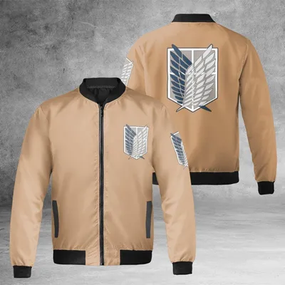 Attack On Titan Survey Corps Bomber Jacket, Wings Of Freedom Logo, Aot Anime Fan Merch, Tanbeige Bomber Jacket