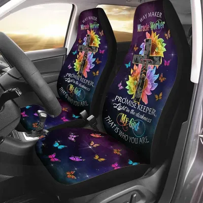3D Print Car Seat Protector, Way Maker Miracle Worker Promise Keeper, Christian Seat Covers For Car