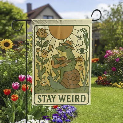 Stay Weird Garden Flag, Retro Outdoor Garden Decor, Stay Weird Yard Flag, Funny Garden Decoration, Frog Garden Banner, Welcome Decor Flag Vertical Garden Flag