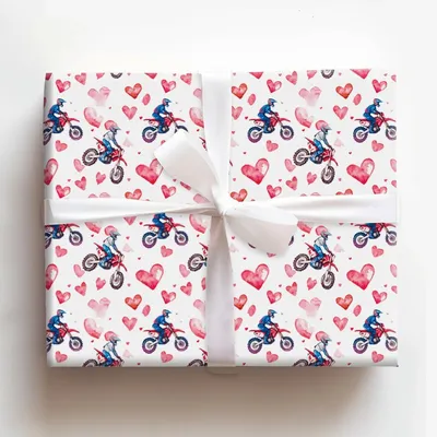 Two Wheels One Heart - Gift Wrap for Christmas, Holidays Wrapping Paper, Christmas Wrapping Paper
