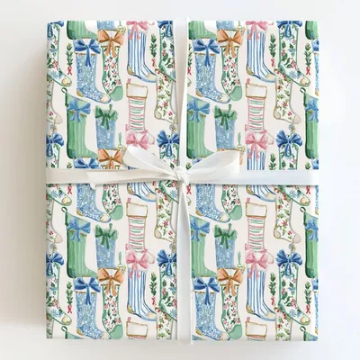Ballet Slipper Stocking - Gift Wrap for Christmas, Holidays Wrapping Paper, Christmas Wrapping Paper