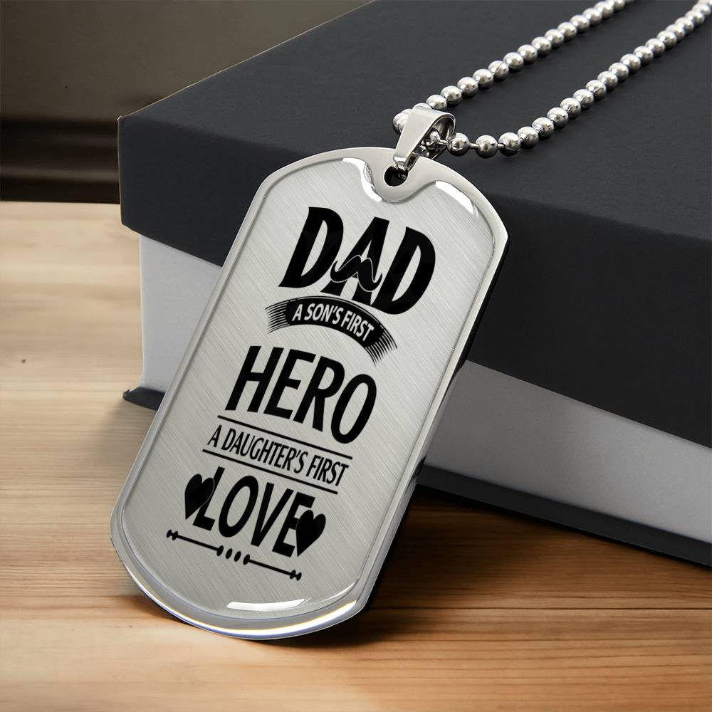 Dad Son's First Hero - Army Tag Necklace, Dog Tag