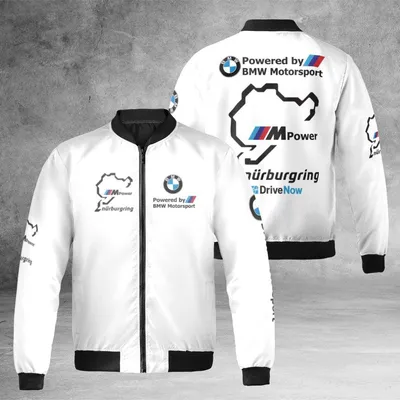 Unisex Bmw M Power Motorsport Bomber Jacket, M Logo & Racing Stripes, Performance Car Enthusiast Gear Bomber Jacket