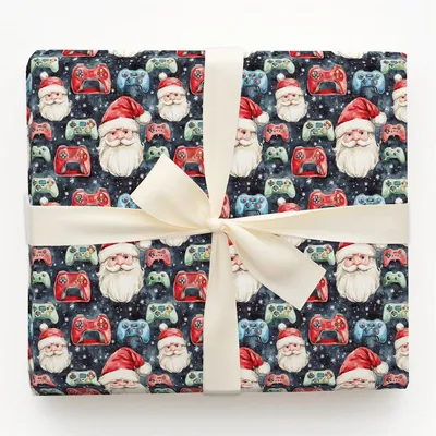 Level Up Santa - Gift Wrap for Christmas, Holidays Wrapping Paper, Christmas Wrapping Paper