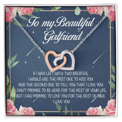 To My Beautiful Girlfriend Interlocking Hearts Necklace
