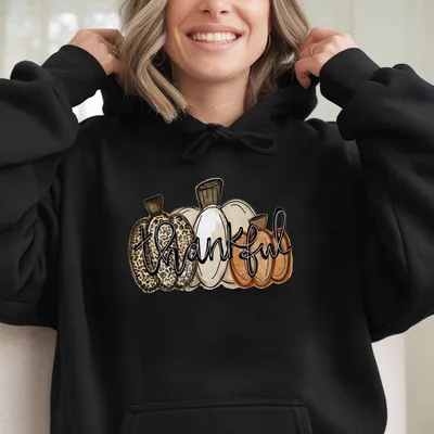 Fall Pumpkin Hoodie Thankful Hoodie Thanksgiving Outfit Cozy Autumn Hoodie Harvest Cute Fall Hoodie Holiday