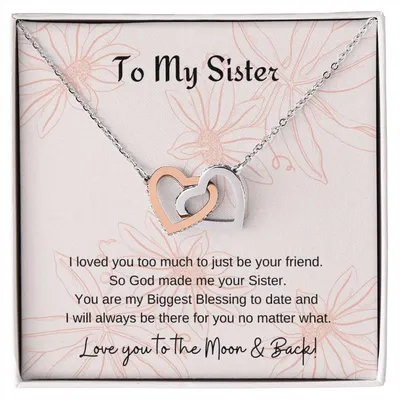 To My Sister Interlocking Hearts Necklace