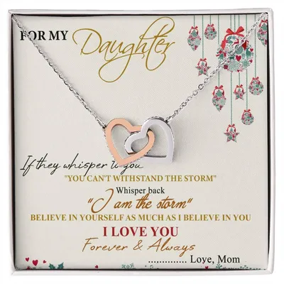 For My Daughter Interlocking Hearts Necklace Message Card