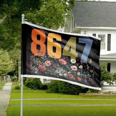 Wildflower 8647, Butterfly Floral Flag House Banner, Summer Nature Boho Outdoor Yard Decor, Dual-Sided Earth Tones Horizontal House Flag