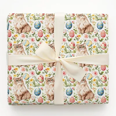 Easter Eggs with the Persian Longhair - Gift Wrap for Christmas, Holidays Wrapping Paper, Christmas Wrapping Paper