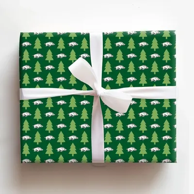 Razorback Christmas Forest - Gift Wrap for Christmas, Holidays Wrapping Paper, Christmas Wrapping Paper