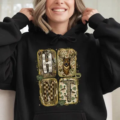 Camouflage Hunting Season Coquette Hoodie, Camo Patchwork Preppy Deer Hunting Hoodie, Girl Fall Camo Bow Hoodie Gift