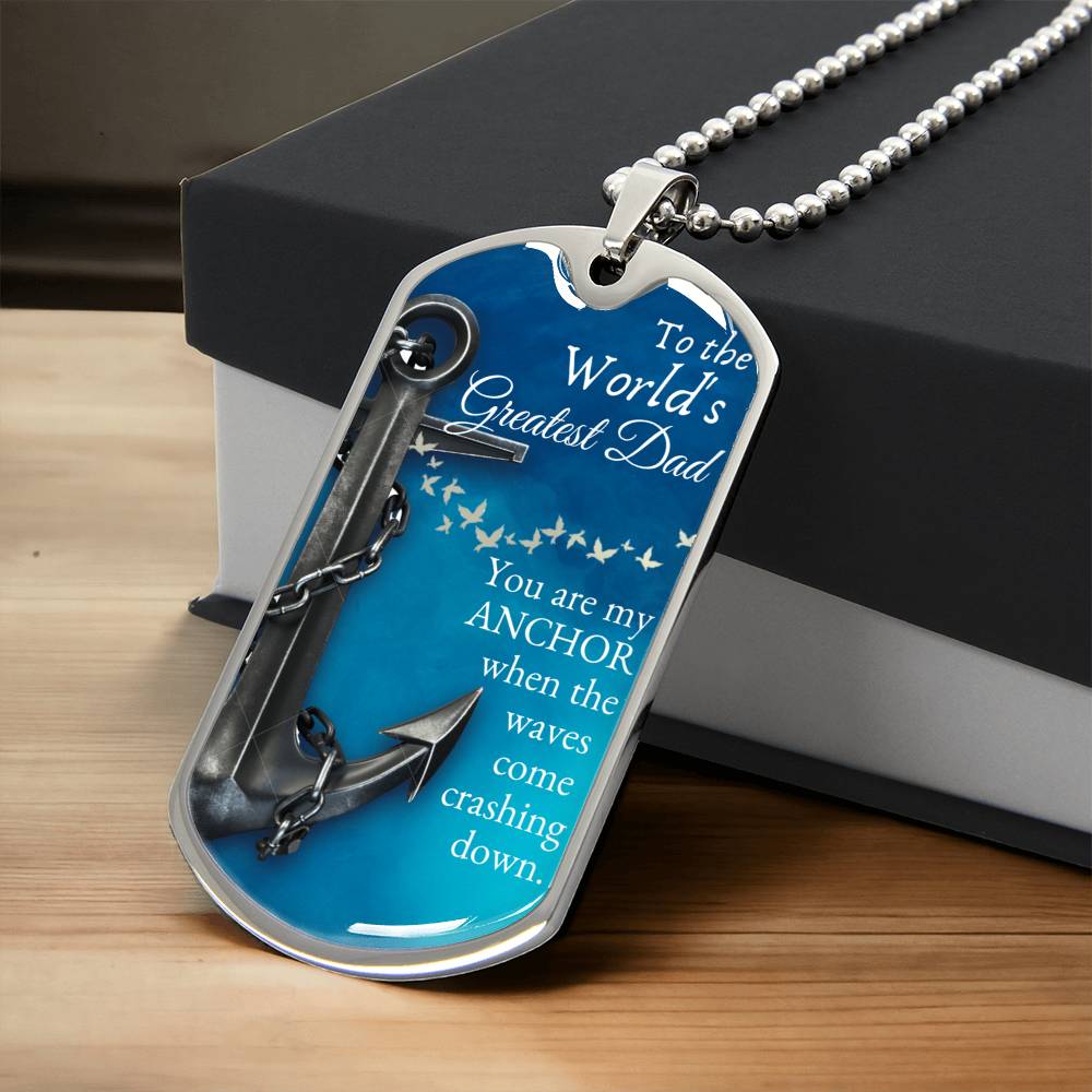 To The World's Greatest Dad - Army Tag Necklace, Dog Tag