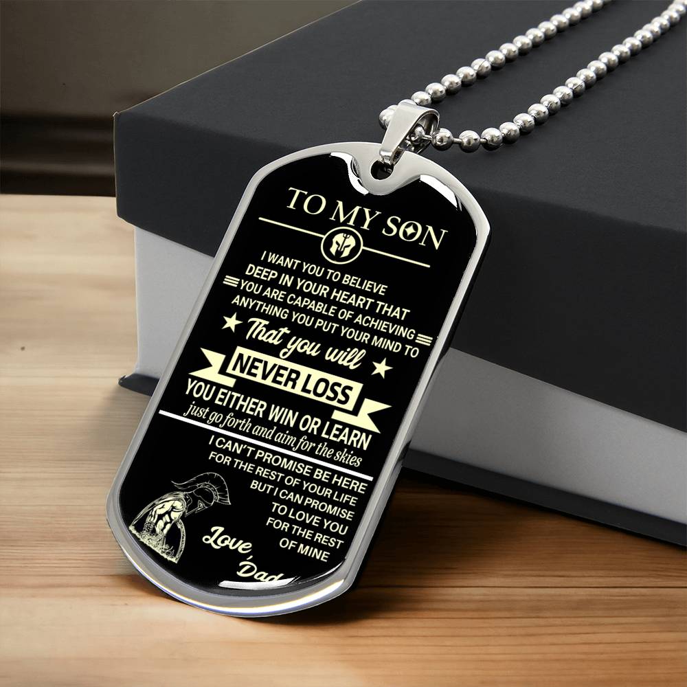 To My Son - Gift Fom Dad - Father Son Present - Army Tag Necklace, Dog Tag