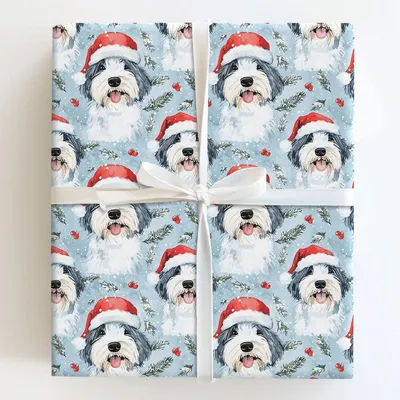 Sheepdog Sleighs It - Gift Wrap for Christmas, Holidays Wrapping Paper, Christmas Wrapping Paper