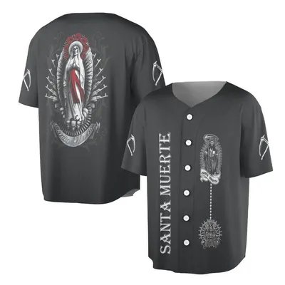 Santa Muerte Rosary Baseball Jersey Baseball Jersey, Holy Death Skeleton Goddess, Occult Mexican Folk Religion