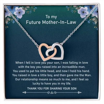 Future Mother In Law - Raised Incredible Man Interlocking Heart Necklace Interlocking Hearts Necklace