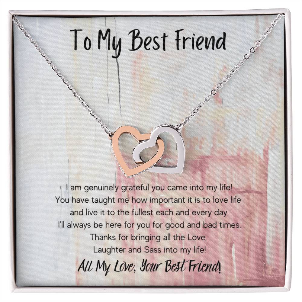 To My Best Friend Interlocking Hearts Necklace