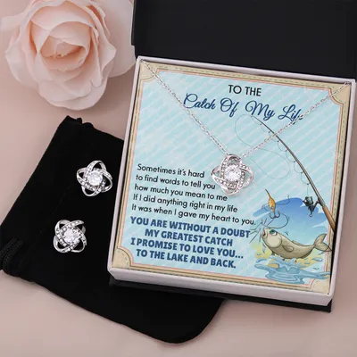 To The catch of my life Knot Necklace & Earring Gift Set For Her Handmade Jewelry