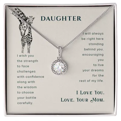 Daughter, A Love Message From Mom - Necklace, To My Daughter, Daughters Birthday, Unique, Gift Jewelry Necklace From Daughter, Anniversary, Daughter Mother Necklace, Grown Up Daughter, Lovingly Mom, Hug Necklace For Daughter