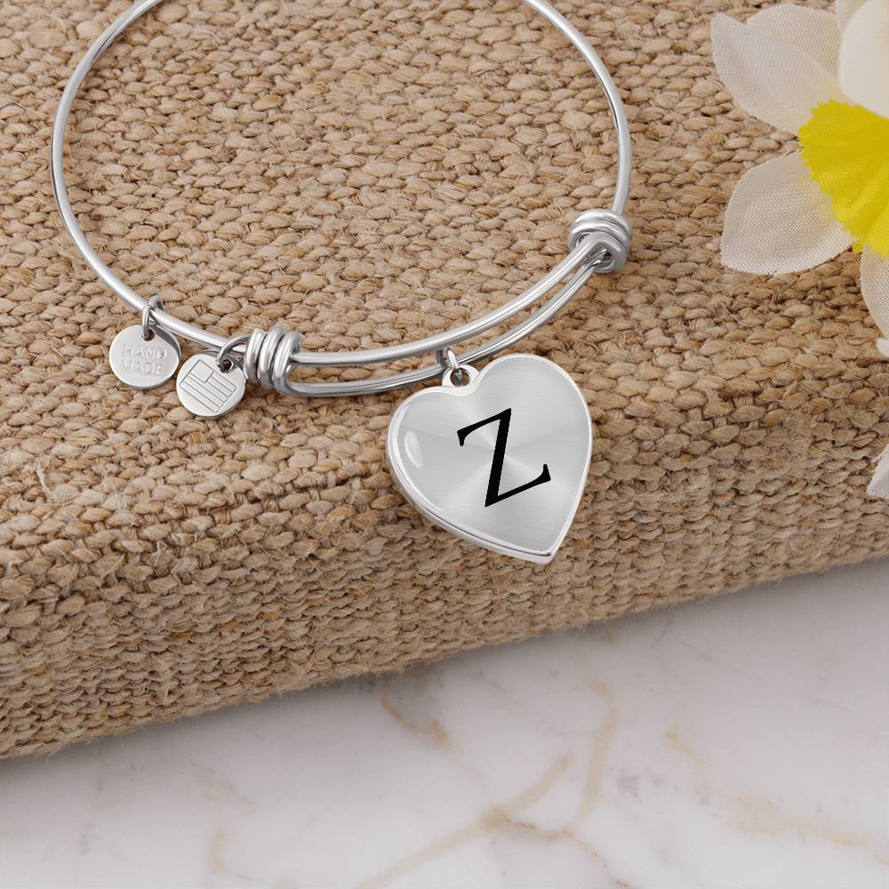 Letter Z Heart Bracelet Heart Bangle