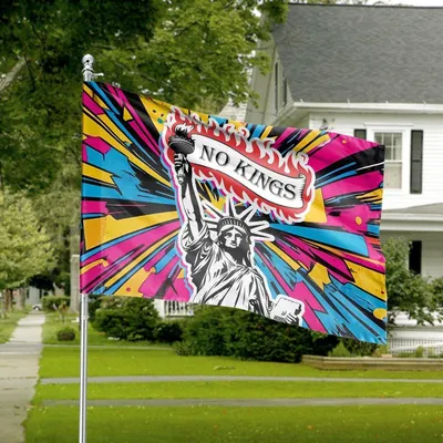Pop Art Statue Of Liberty No Kings Rebellion Political Horizontal House Flag Horizontal House Flag
