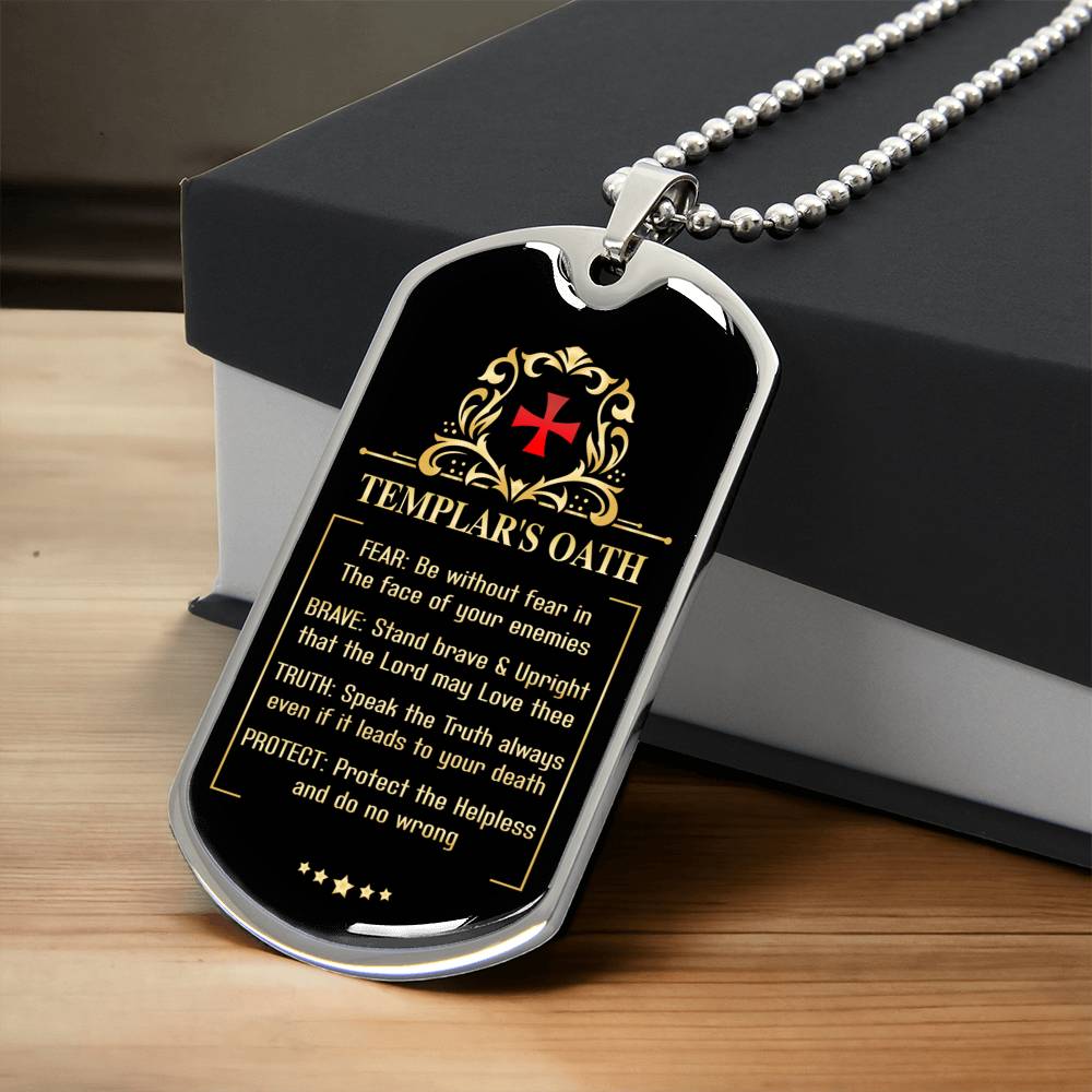 Knight Templar's Oath The Warrior Of Christ - Army Tag Necklace, Dog Tag