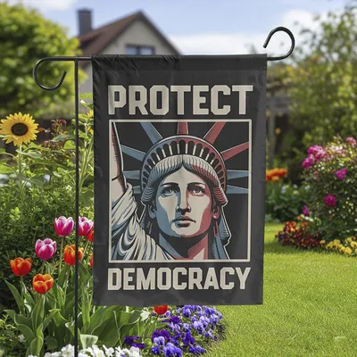 Protect Democracy Garden Flag, Statue Of Liberty House Flag, Activist Statement Yard Decor Vertical Garden Flag
