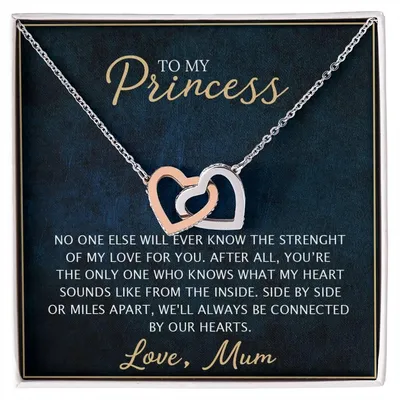To My Daughter - Unique Heart Bonding Necklace Gift Set Interlocking Hearts Necklace