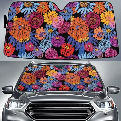 Chromatic Tropical Flower Summer Vibe For Sun Car Sun Shades Cover Auto Windshield PrintSyde