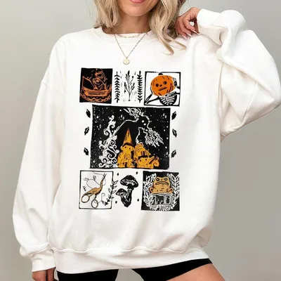 Vintage Over The Garden Wall Sweatshirt – Halloween Pottsfield Pumpkin Skeleton Pullover