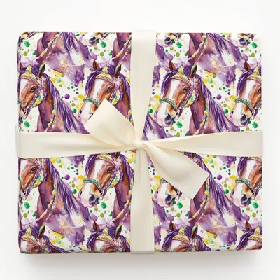 Mardi Gras Clydesdale - Gift Wrap for Christmas, Holidays Wrapping Paper, Christmas Wrapping Paper