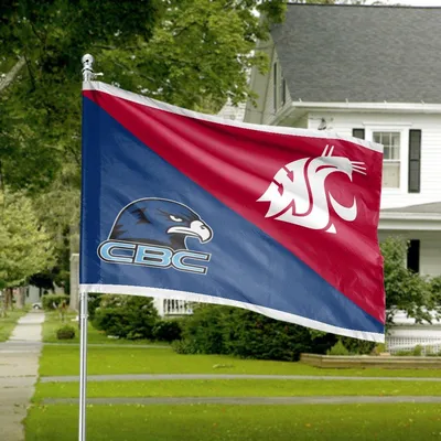College Team Spirit, Cbc Hawks And Wsu Cougars Split Color Red And Blue Sports Design, Horizontal House Flag Horizontal House Flag