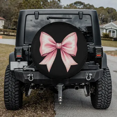 Pink Bow Spare Tire Cover Girly Coquette Style Cute Car Accessories Fit  - Valentines Day Spare Tire Cover