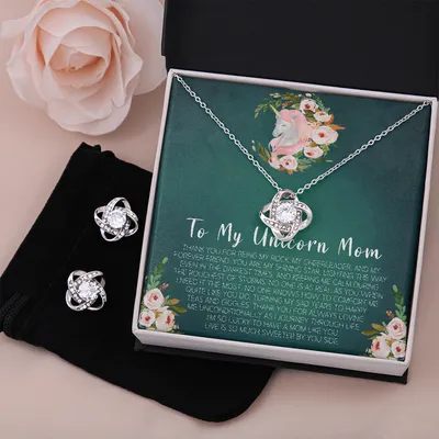 To my unicorn mom Love Knot Earring & Necklace Set
