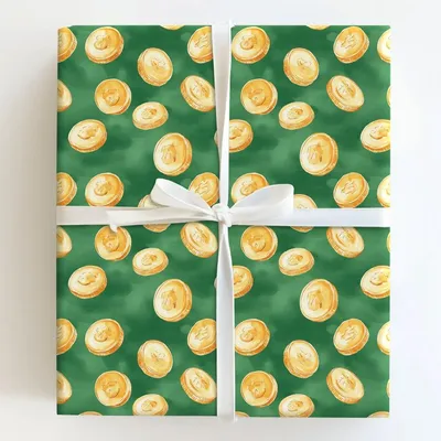 Gold in the Green - Gift Wrap for Christmas, Holidays Wrapping Paper, Christmas Wrapping Paper