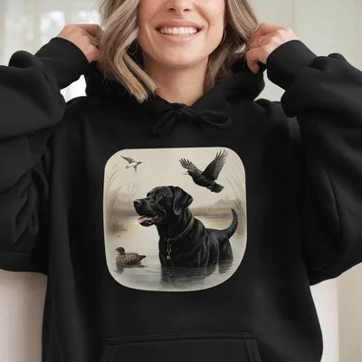 Wild Southern Outfitters Hoodie Black Lab Duck Hunting Scene Graphic Outdoor Waterfowl Style Unisex Fit Hot Trend