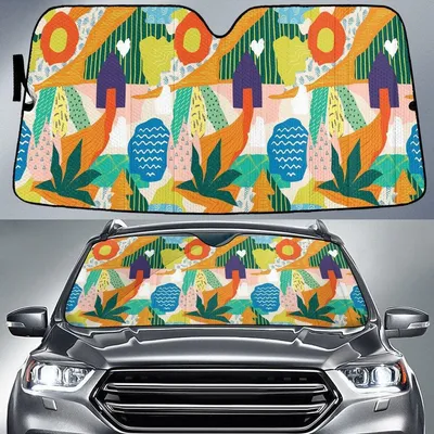 Multicolor House Painting Under Sun Car Sun Shades Cover Auto Windshield PrintSyde