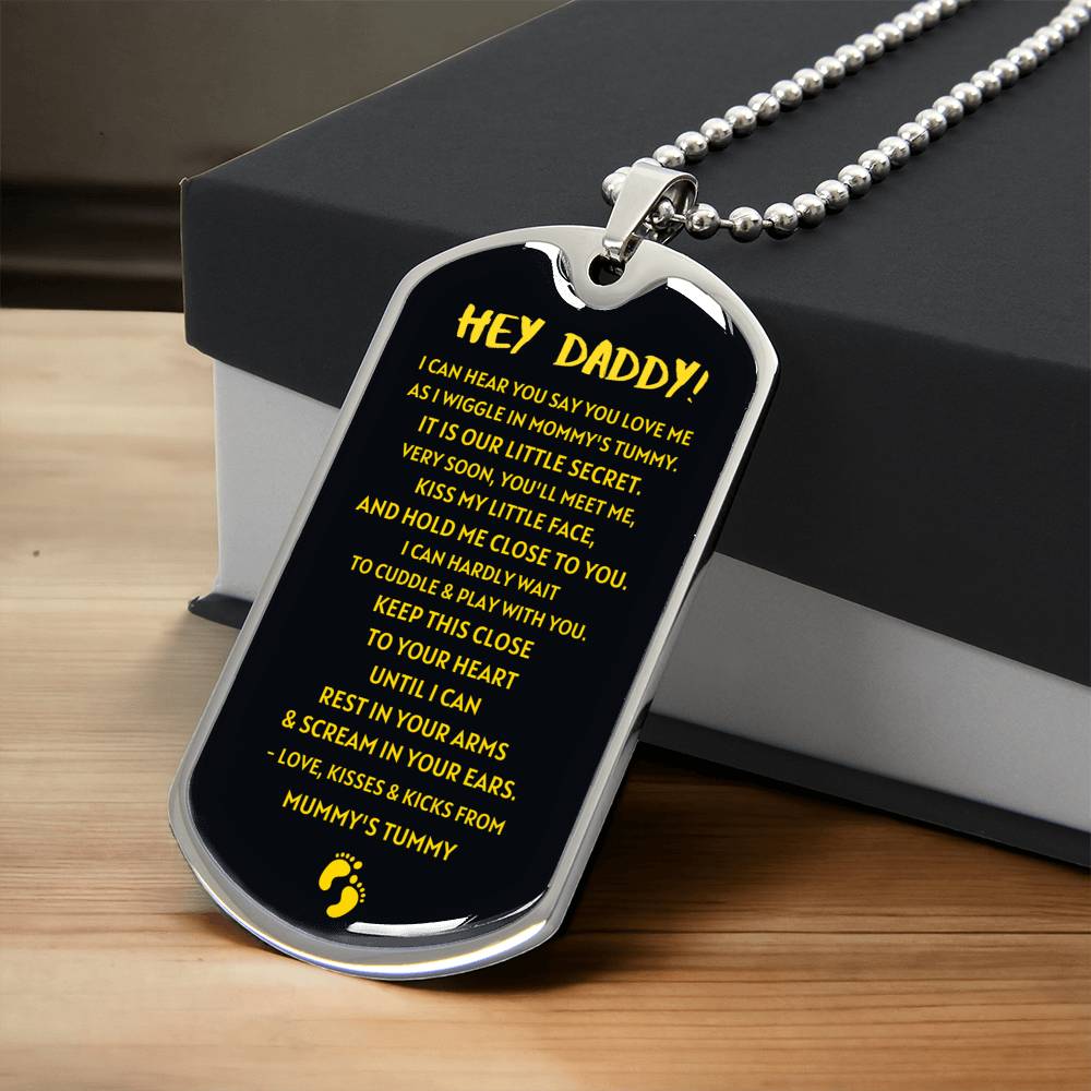 I Can Hardly Wait To Meet You, Daddy - Tag Necklace Gift - Army Tag Necklace, Dog Tag