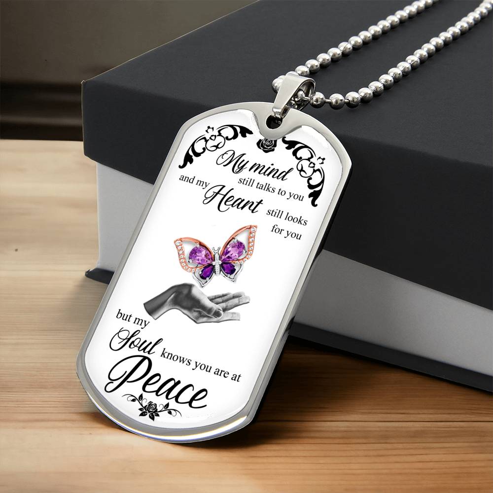 Custom Stainless Steel Necklace With Butterfly - Women Personalized Necklace - Best Gift For Girlfriend - Army Tag Necklace, Dog Tag