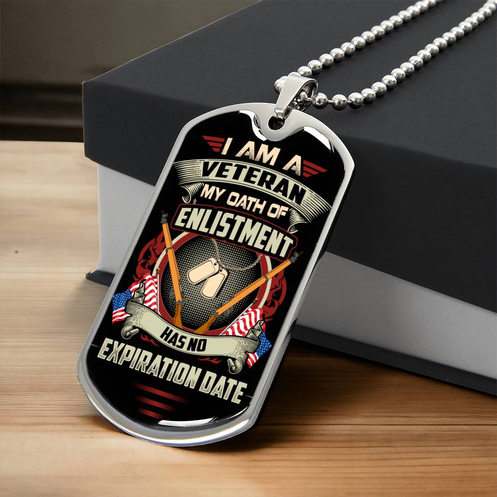 I Am A Veteran Premium Military Ball Chain Pendant - Dog Tag - Army Tag Necklace, Dog Tag