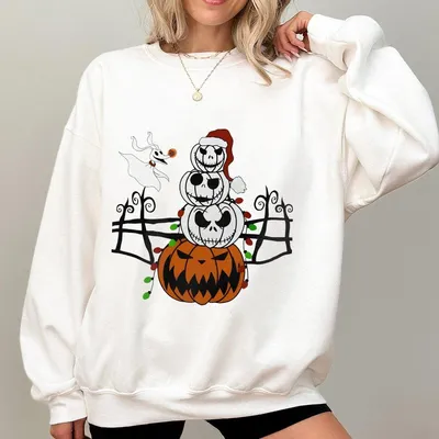 Ghost Stay Spooky Sweatshirt – Halloween Graphic Pullover with Pumpkin & Ghost Snowman