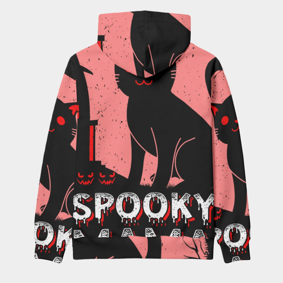 Spooky Black Cat Halloween Pullover Hoodie